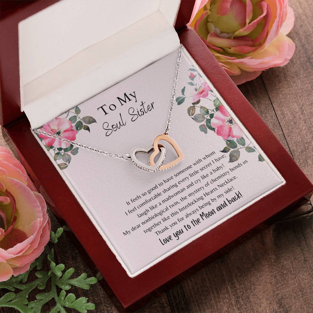 To My Soul Sister Interlocking Hearts Necklace