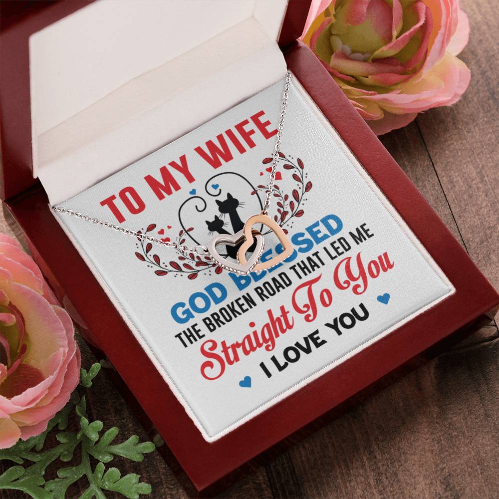 To My Wife Interlocking Hearts Necklace