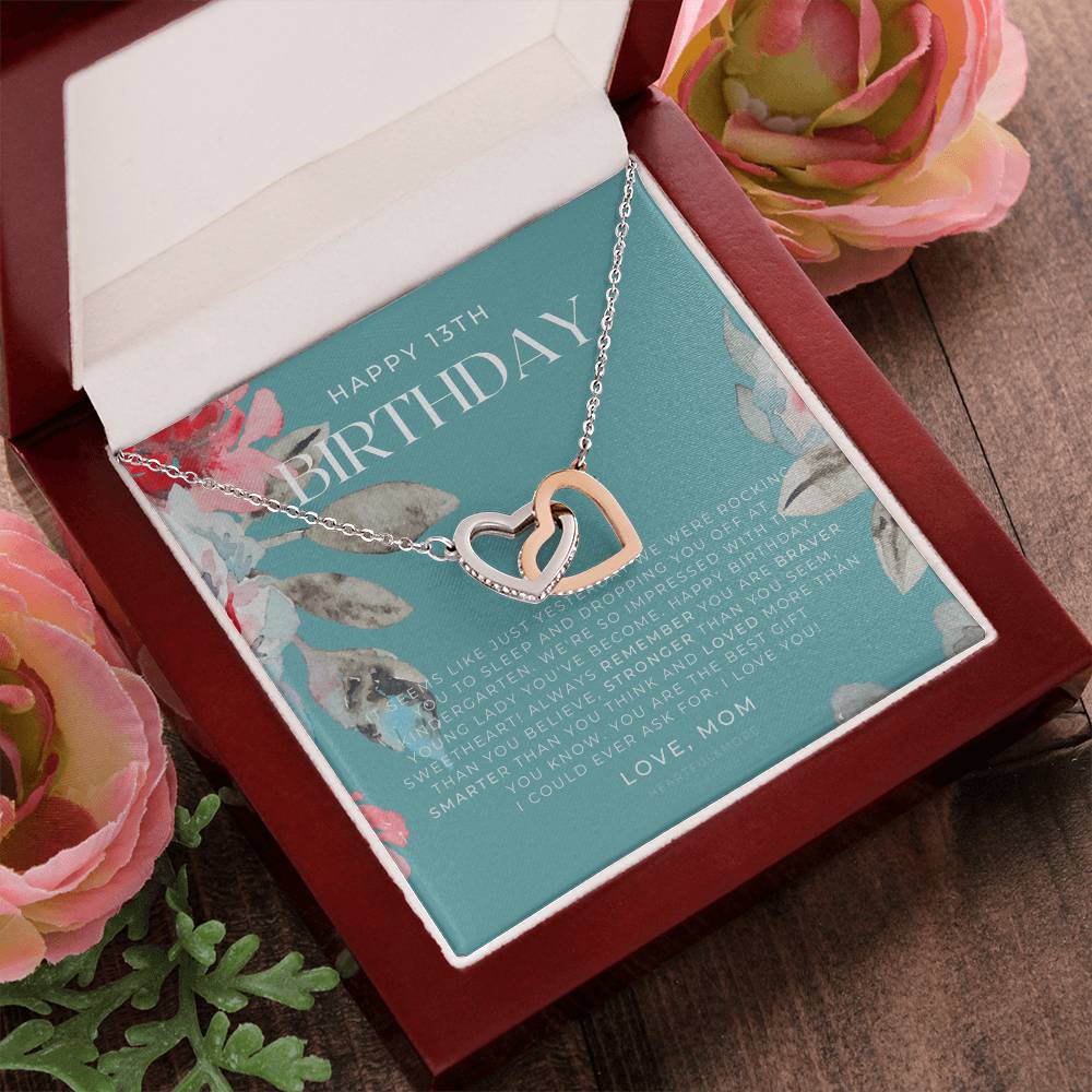 Gift For 13 Year Old Girl Gifts 13Th Birthday Girl 13Th Birthday Gift Thirteenth Birthday Necklace Teen Birthday Gift Official Teenager Interlocking Hearts Necklace