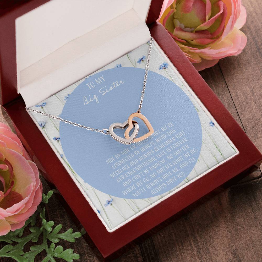 To My Big Sister Interlocking Hearts Necklace