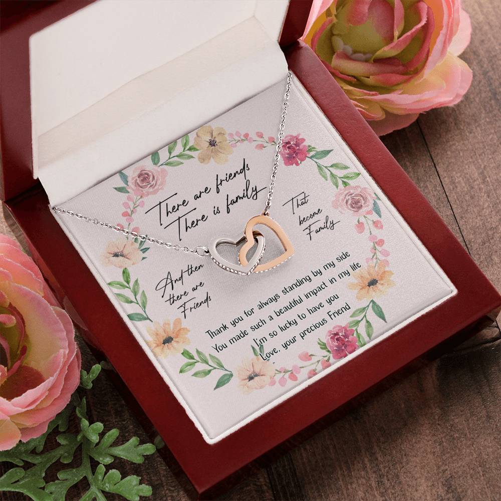 Friends Interlocking Hearts Necklace Message Card