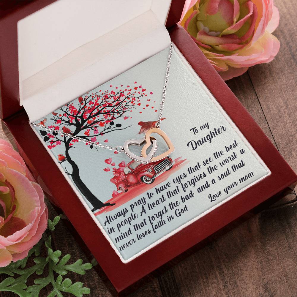 Always Pray To Have Eyes That See The Best Interlocking Hearts Necklace