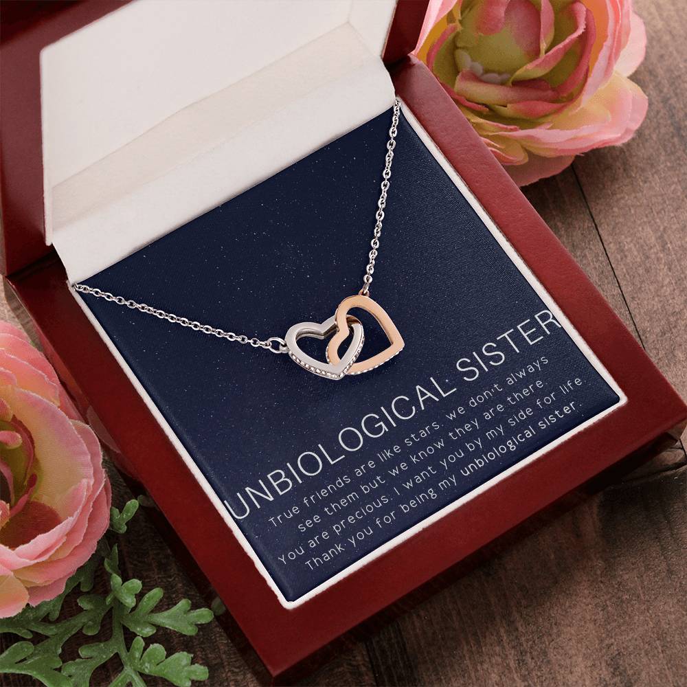 Unbiological Sister Necklace Soul Sister Sorority Sister Sister In Law Necklace Interlocking Hearts Necklace