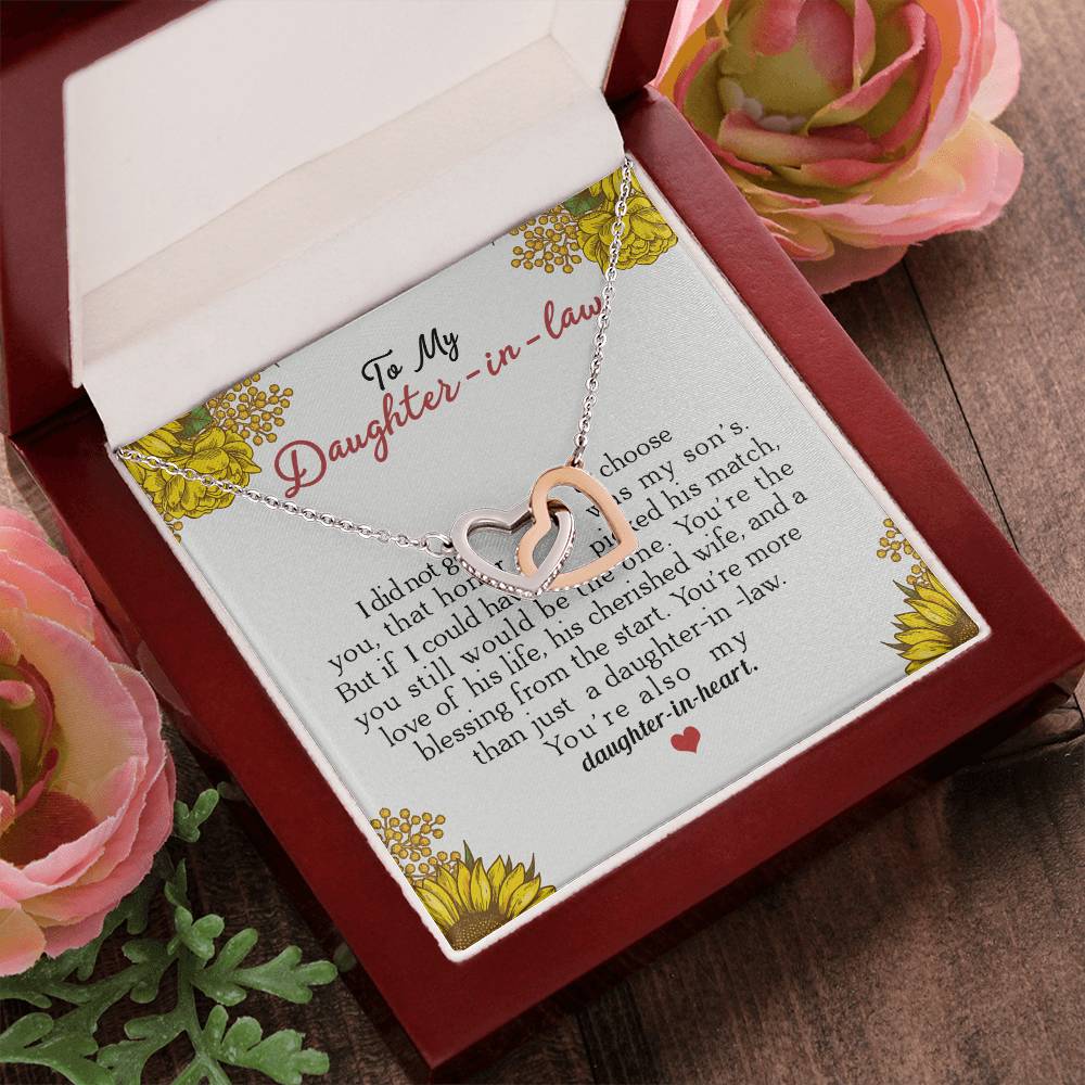 To My Daughter-In-Law You'Re Also My Daughter In Heart Interlocking Hearts Necklace
