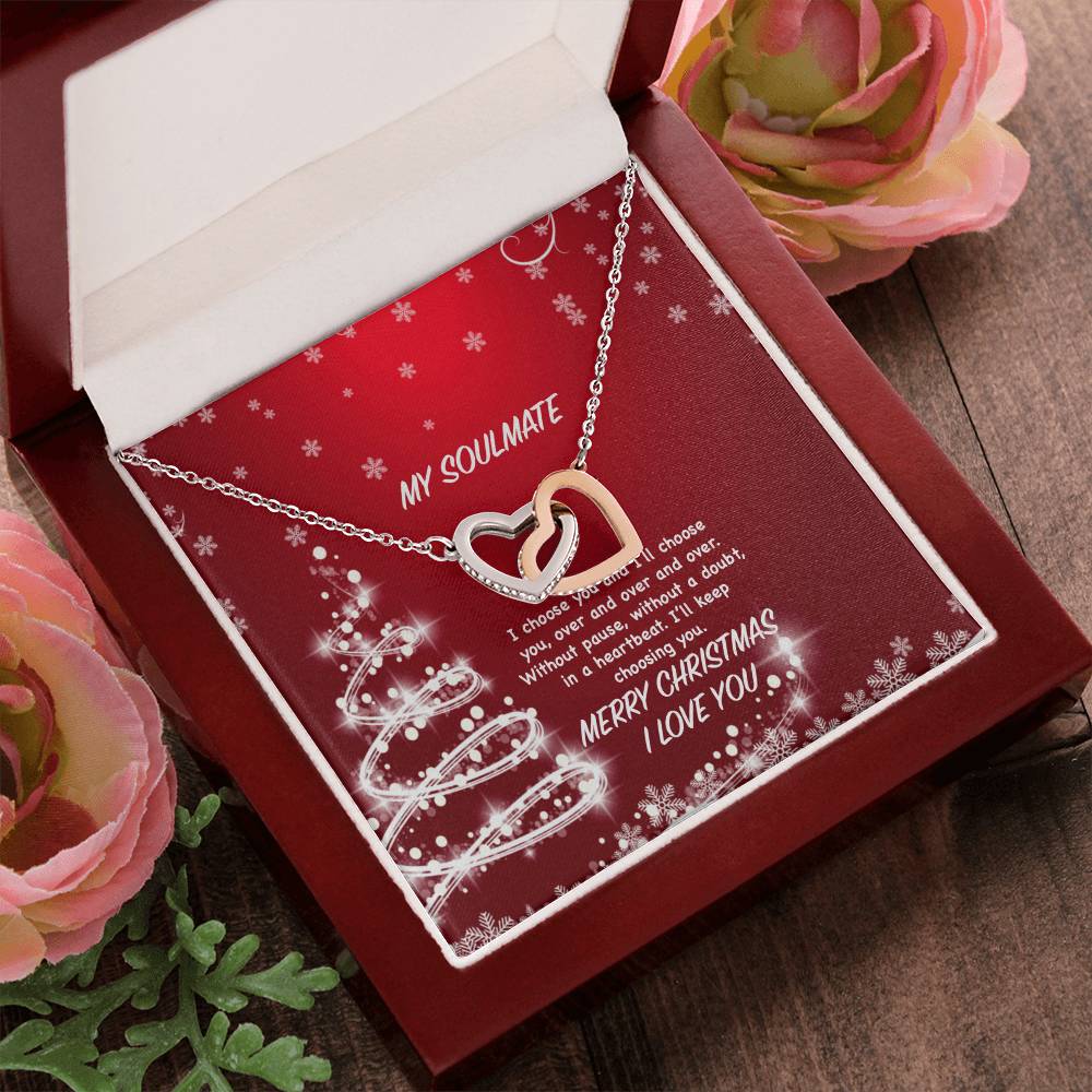 My Soulmate - I Choose You And I'Ll Keep Choosing You Interlocking Hearts Necklace