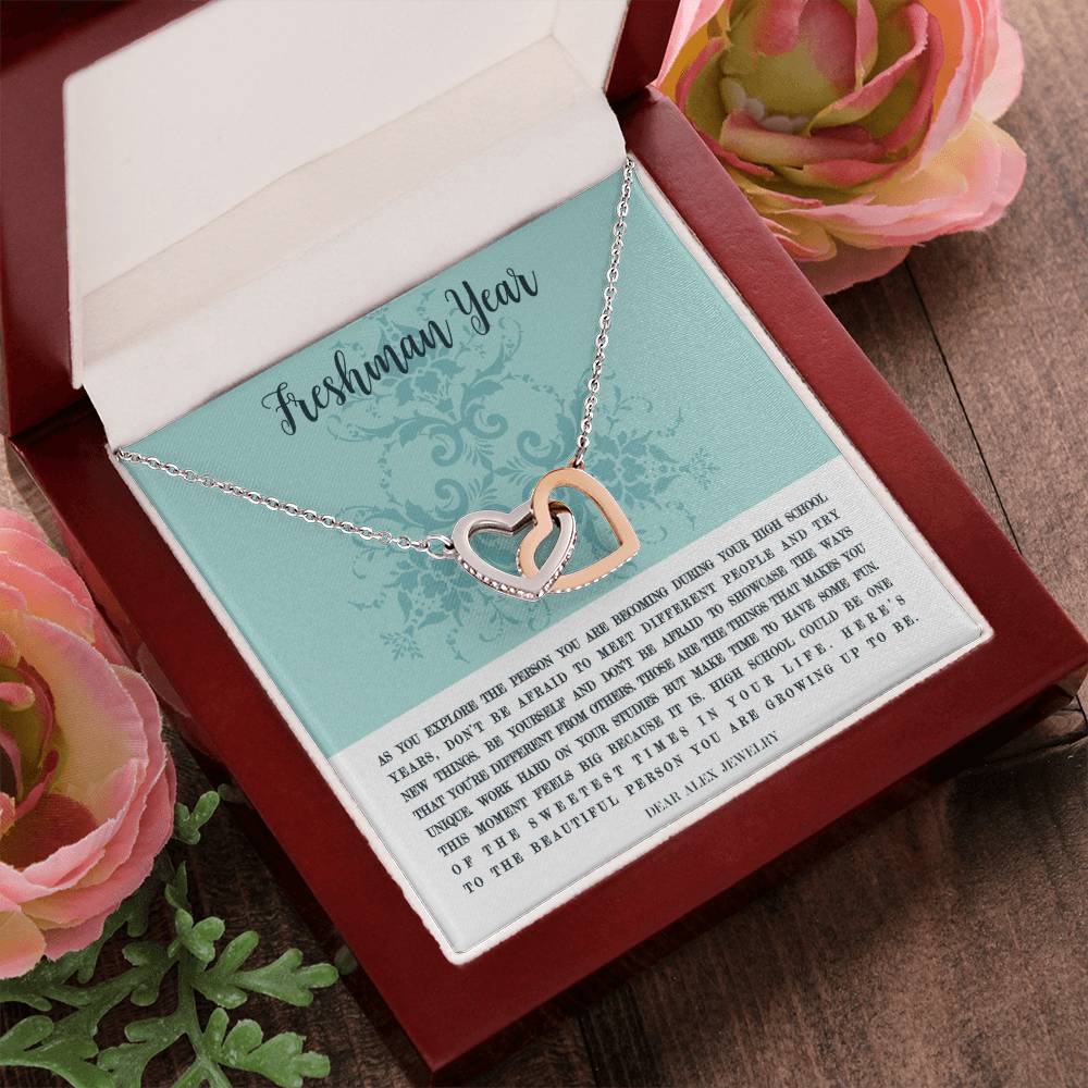 Freshman Year Uniquely You Necklace Interlocking Hearts Necklace