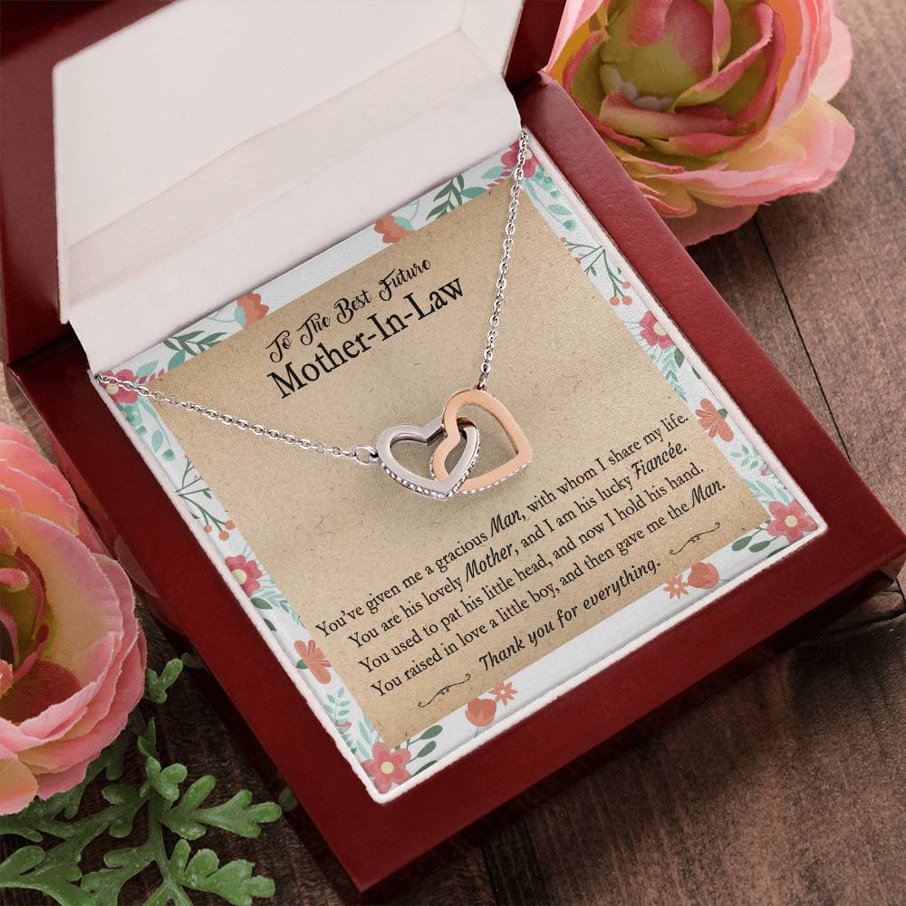 Gift For Future Mother-In-Law - You'Ve Given Me A Gracious Man 2 - Interlocking Interlocking Hearts Necklace