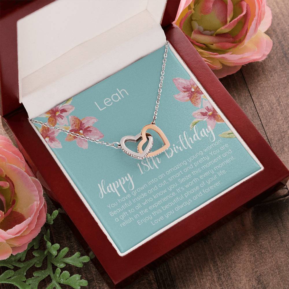 Personalized Happy 18Th Birthday Interlocked Hearts Necklace Interlocking Hearts Necklace