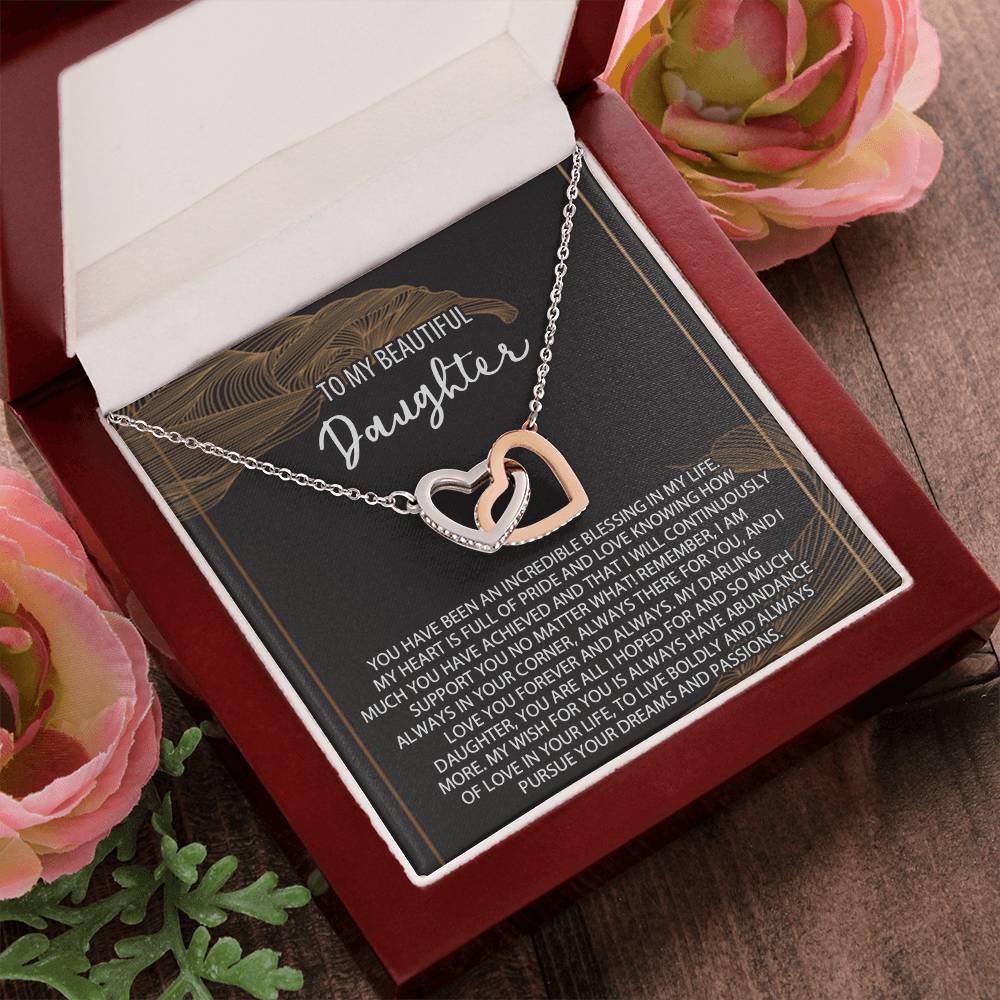 Daughter Necklace Gift Daughter Birthday Necklace To My Beautiful Daughter Interlocking Hearts Necklace Daughter Necklace Gift From Mom