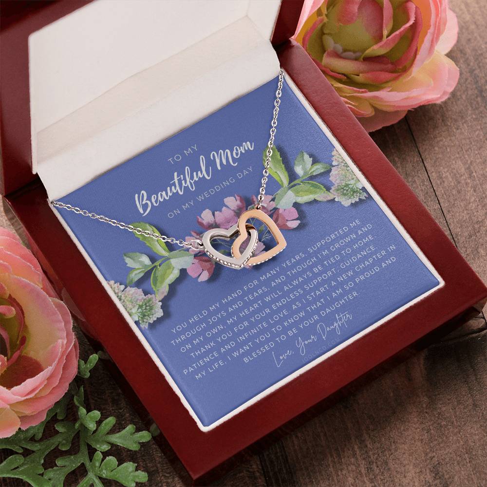 Mother Of The Bride Necklace Jewelry Gift From Bride To Mom Gift From Daughter On Wedding Day Gift For Mother On Wedding Day Interlocking Hearts Necklace