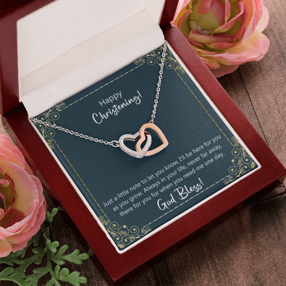 Christening Gift - I'Ll Be Here For You As You Grow Necklace Interlocking Hearts Necklace