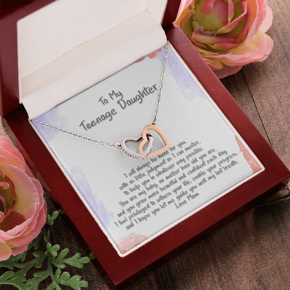 Teenage Daughter Let Me Guide You Hearts Locked Necklace Interlocking Hearts Necklace