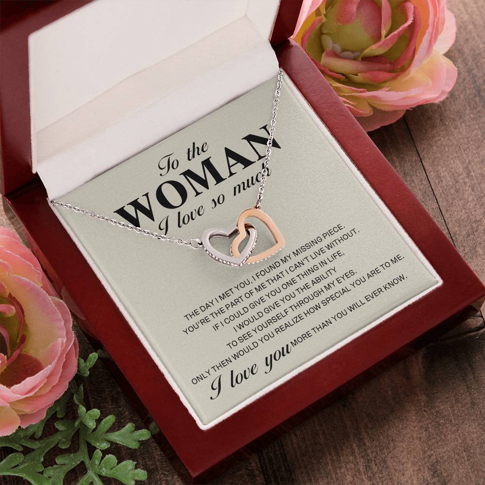 To The Woman I Love So Much - Interlocking Heart Necklace Interlocking Hearts Necklace