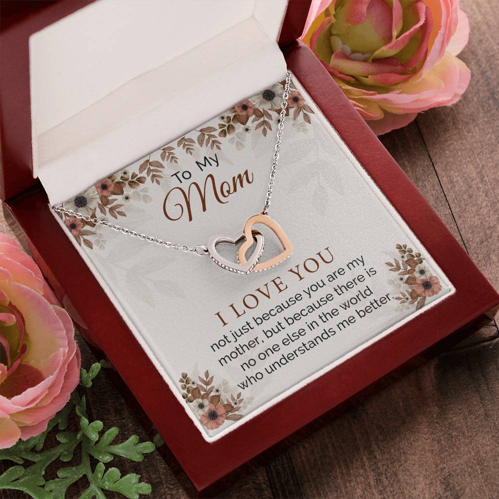 Gifts For Mom From Daughter Interlocking Hearts Necklace