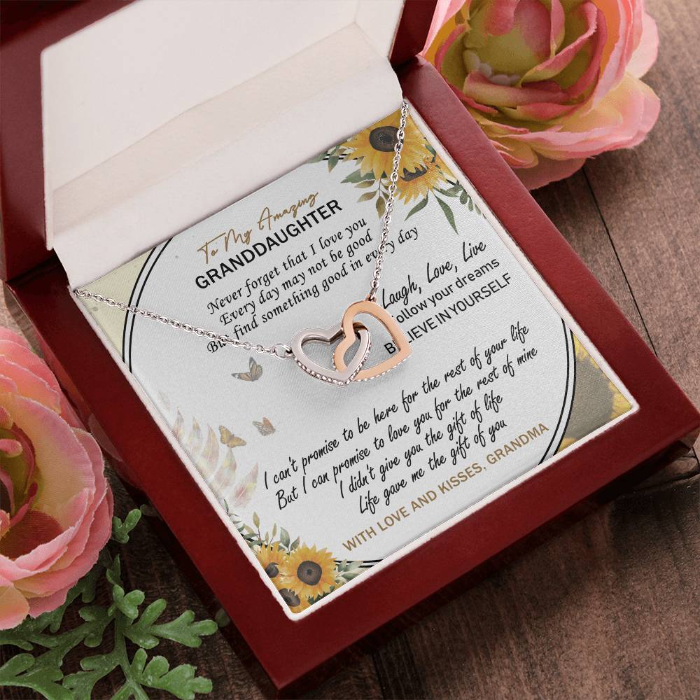 To My Amazing Granddaughter Interlocking Hearts Necklace Message Card