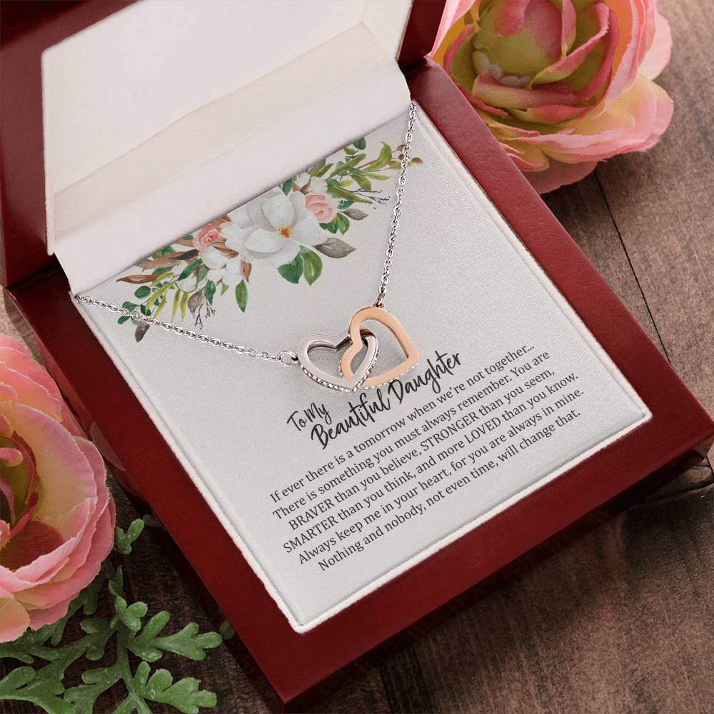 To My Beautiful Daughter- Interlocked Hearts Necklace Interlocking Hearts Necklace