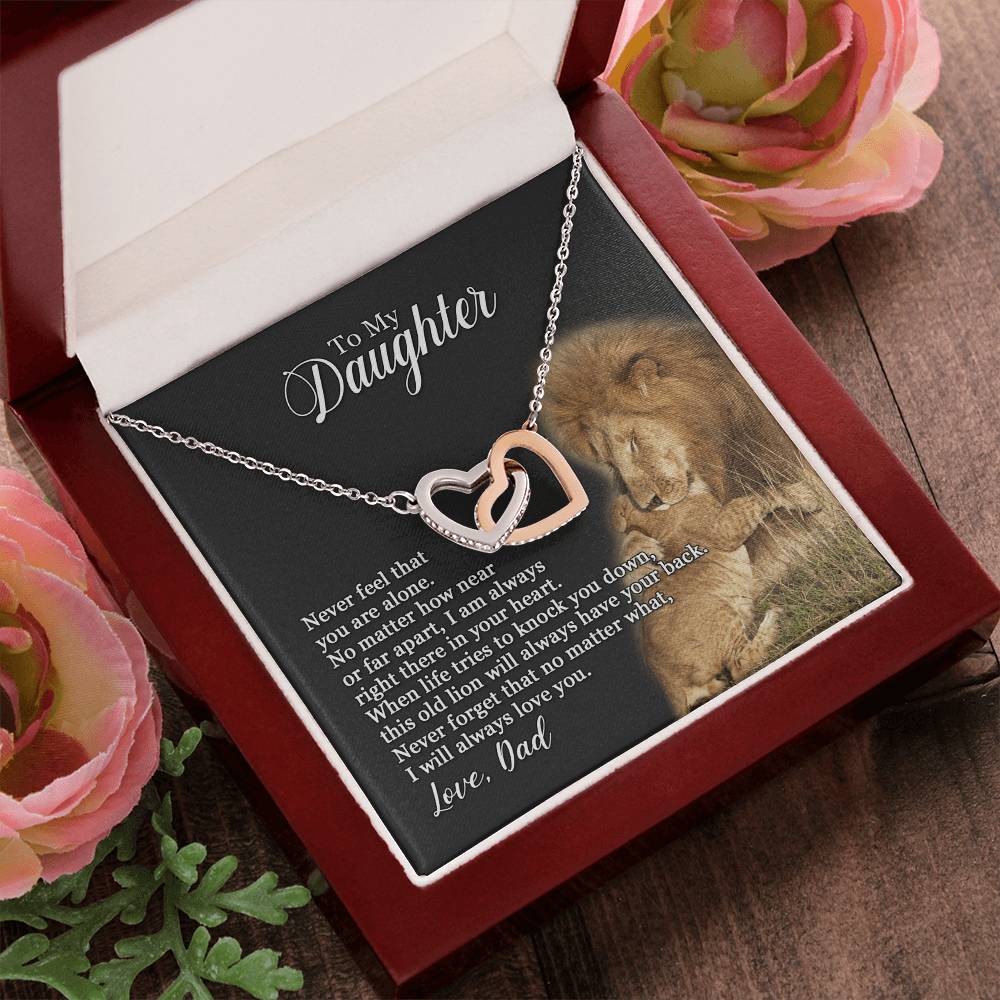 To My Daughter - I Will Always Love You - Necklace Interlocking Hearts Necklace