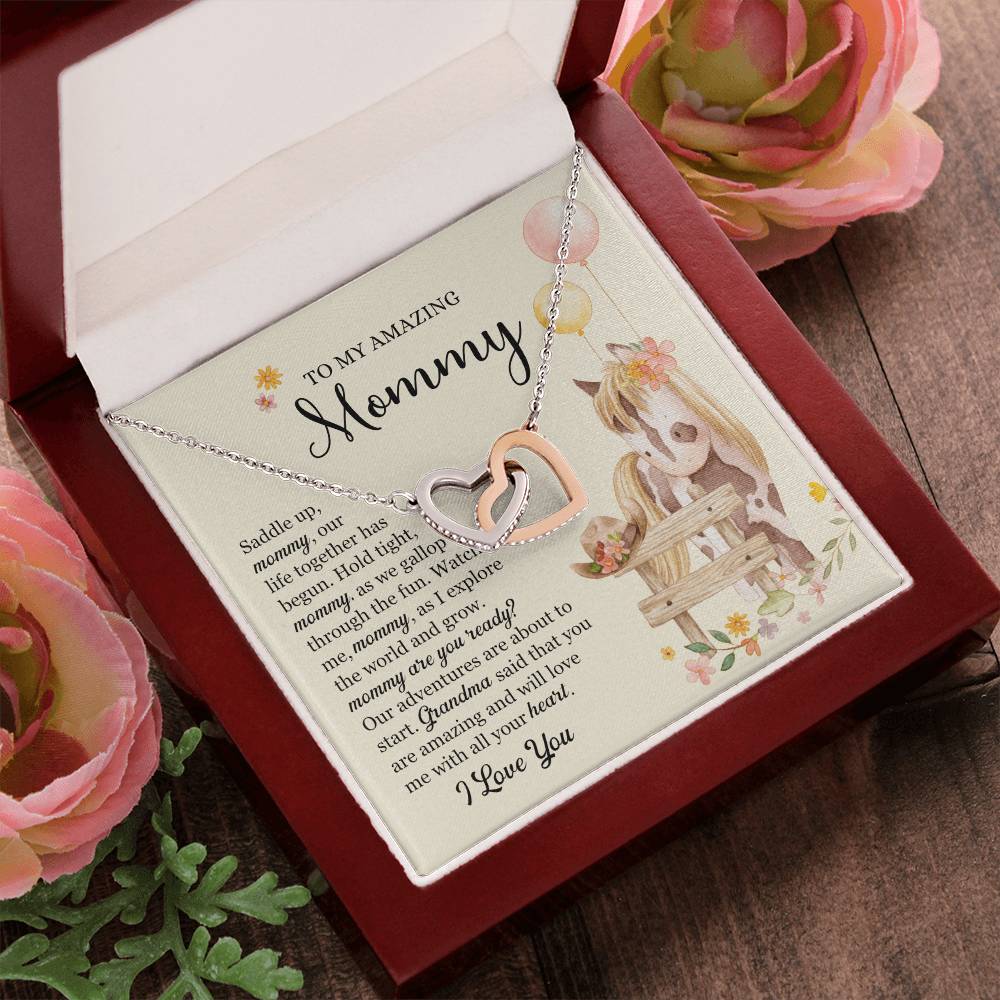 Saddle Up Amazing Mommy Necklace Interlocking Hearts Necklace