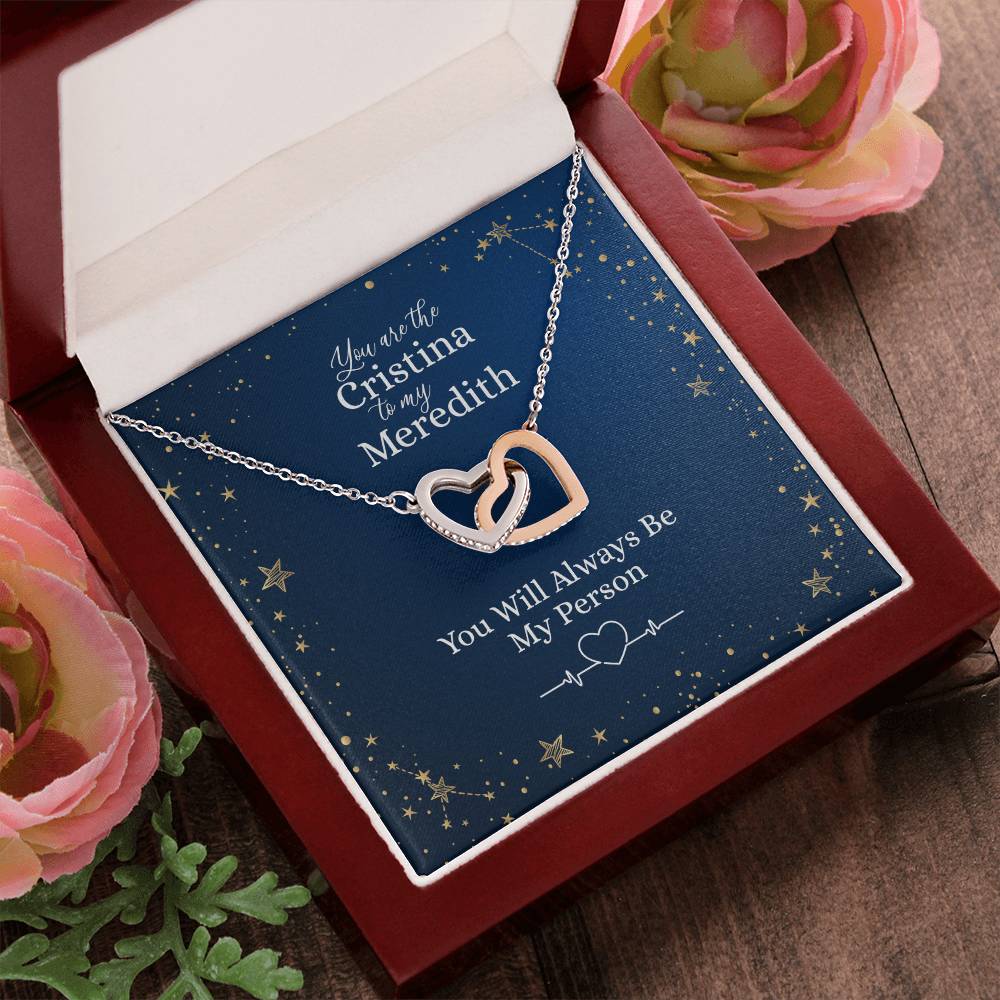 You Are The Christina To My Meredith Heart Necklace Interlocking Hearts Necklace