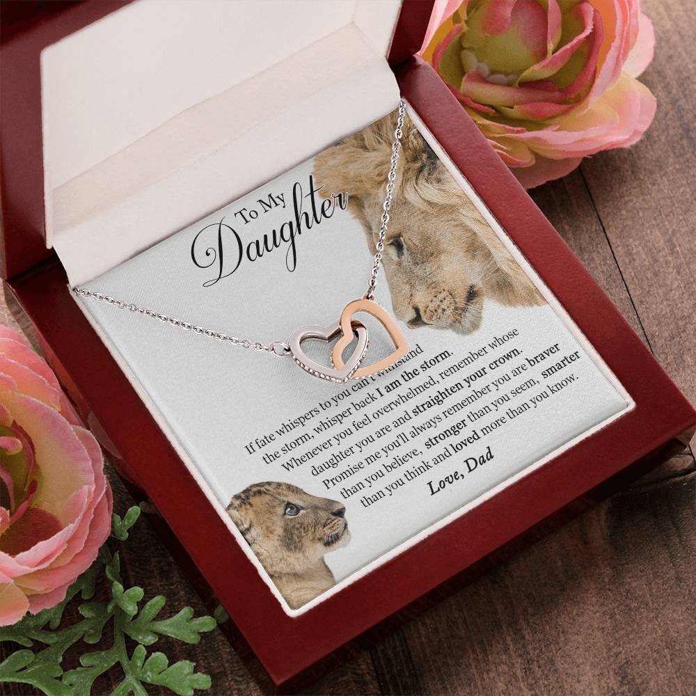 To My Daughter - Always Remember That I Love You Interlocking Hearts Necklace