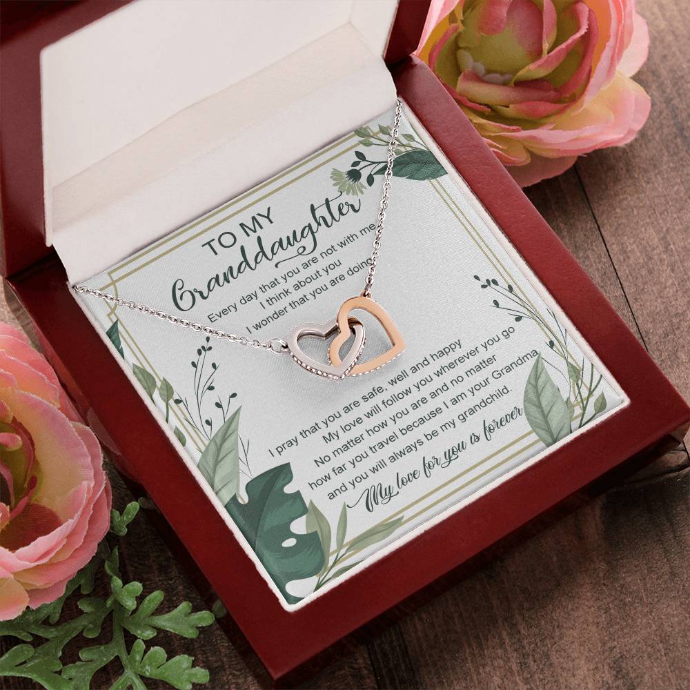 To My Granddaughter Interlocking Heart Necklace Interlocking Hearts Necklace