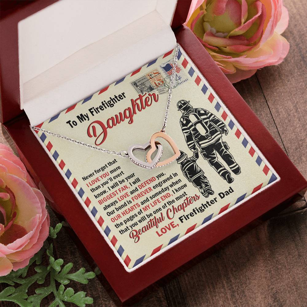 Firefighter Daughter Gift To Firefighter Daughter Gift From Dad Firefighter Daughter Necklace Interlocking Hearts Necklace