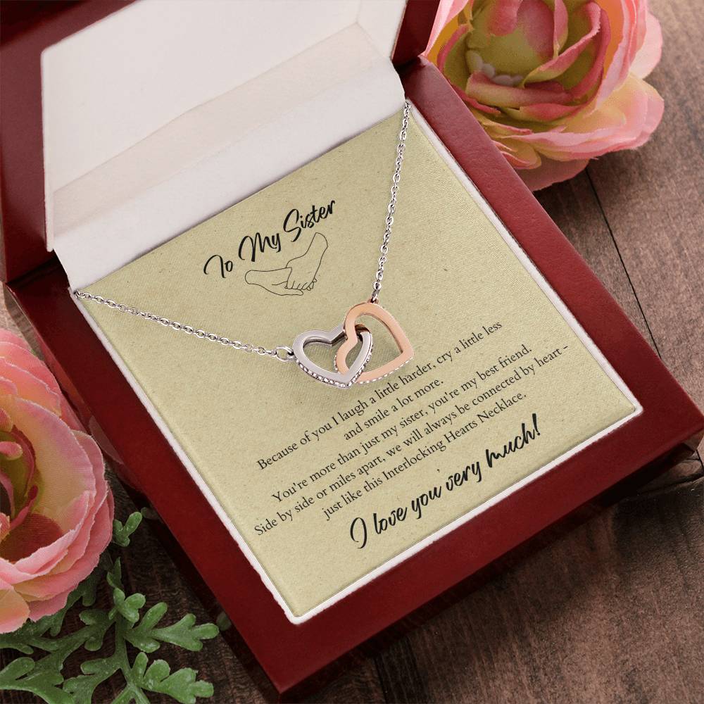 To My Sister Interlocking Hearts Necklace