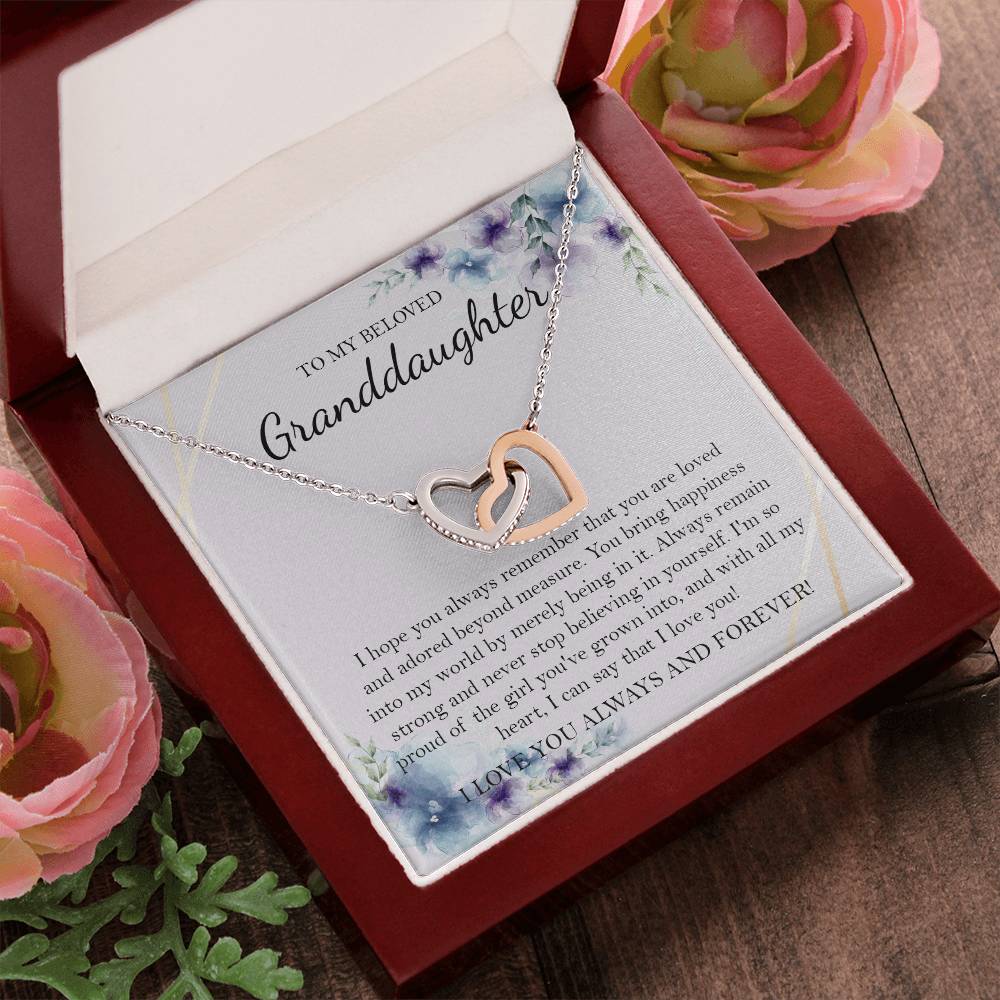 To My Beloved Granddaughter Necklace Gift For Granddaughter Granddaughter Birthday Gift Graduation Gift Interlocking Hearts Necklace
