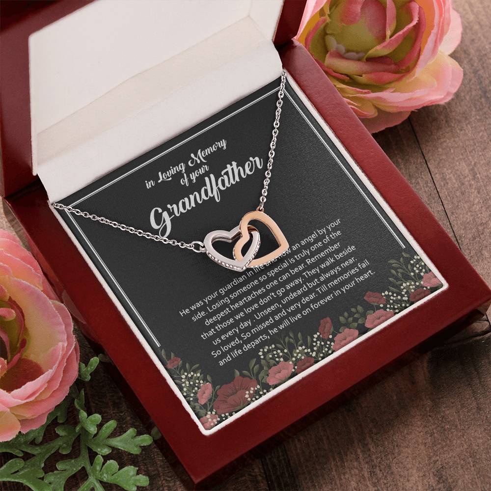 In Loving Memory Of Your Grandfather Interlocking Hearts Necklace