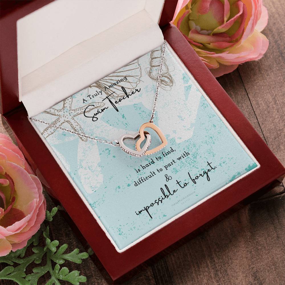 Gift For Swim Teacher Swim Teacher Appreciation Gift A Truly Amazing Swim Teacher Gift Interlocking Hearts Necklace