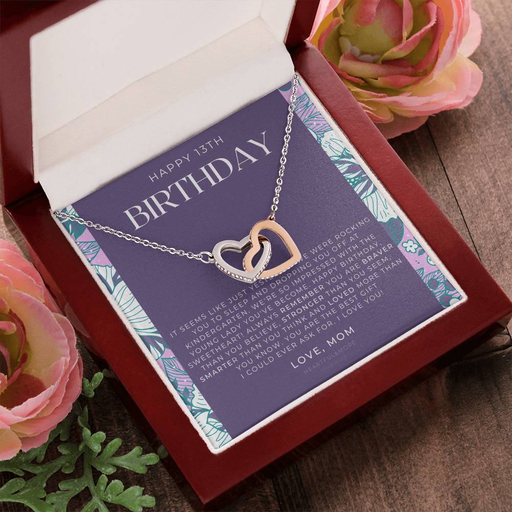 Gift For 13 Year Old Girl Gifts 13Th Birthday Girl 13Th Birthday Gift Thirteenth Birthday Necklace Teen Birthday Gift Official Teenager Interlocking Hearts Necklace