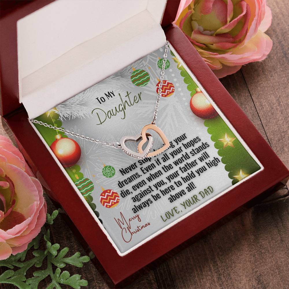Christmas Necklace From Dad To Daughter Interlocking Hearts Necklace
