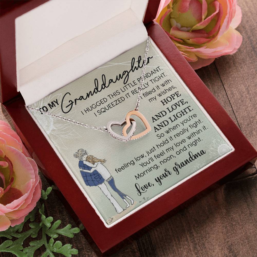 To My Granddaughter Interlocking Hearts Necklace Message Card