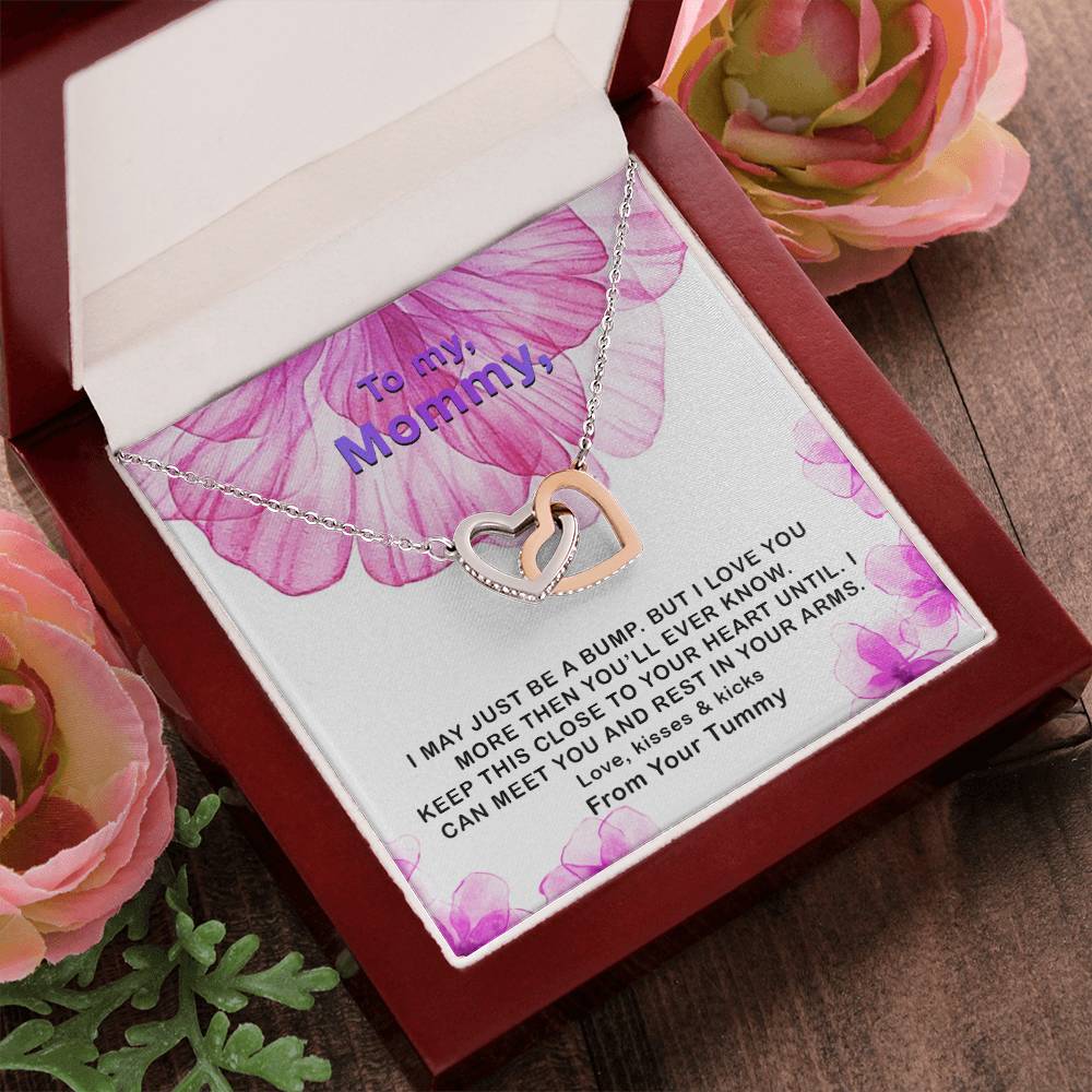Mommy Love Forever ! I May Just Be A Bump Interlocking Hearts Necklace