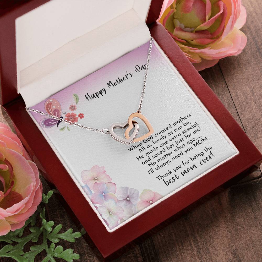 Happy Mother'S Day - Best Mom Ever - Necklace Interlocking Hearts Necklace