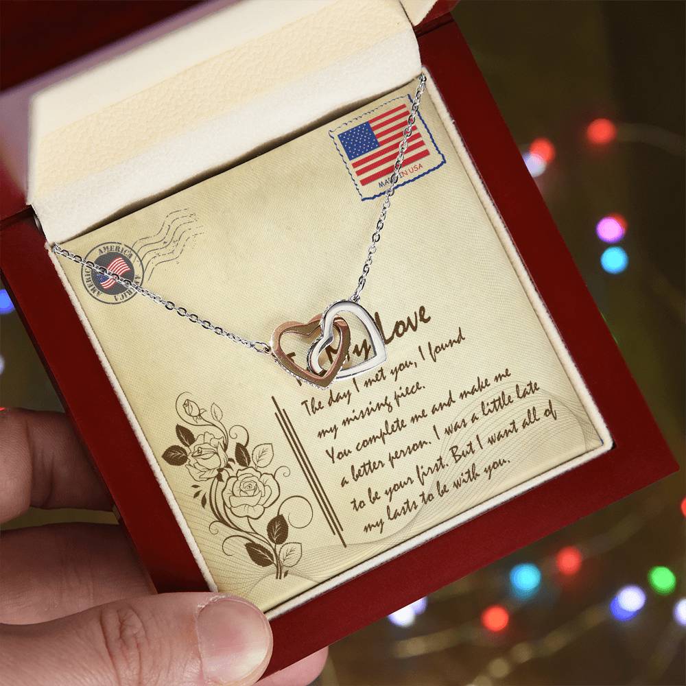 To My Love Interlocking Hearts Necklace Message Card