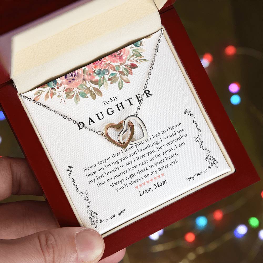 Last Breath Mother Daughter Necklace Gift Interlocking Hearts Necklace