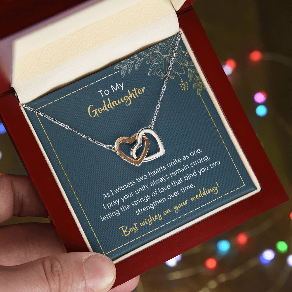 To My Goddaughter Two Unite As One Necklace Interlocking Hearts Necklace