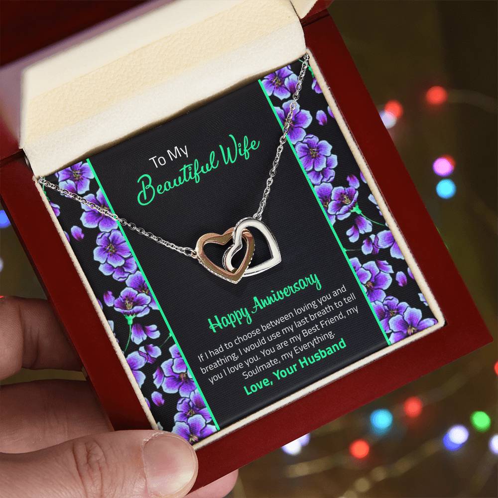 Happy Anniversary Interlocking Hearts Necklace