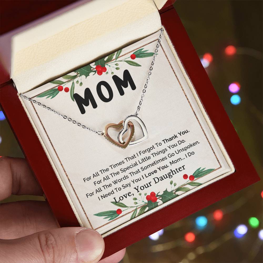 To Mom - I Love You Interlocking Heart Necklace Interlocking Hearts Necklace
