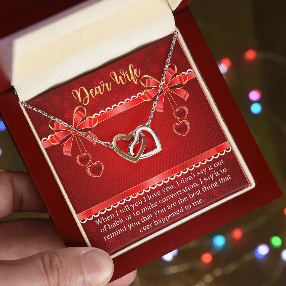 Gift For Wife - Anniversary Gift For Soulmate Interlocking Hearts Necklace