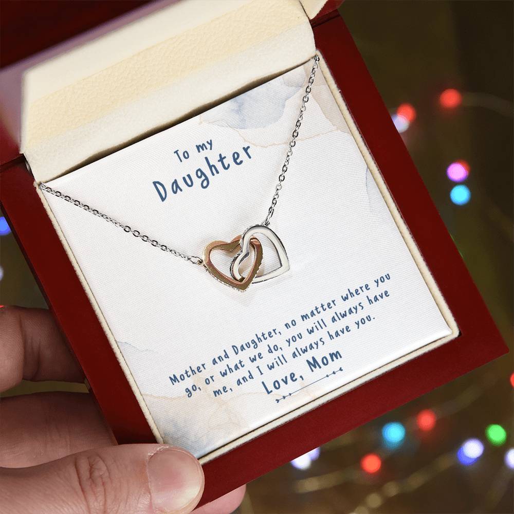 To My Daughter Necklace From Mom Interlocking Hearts Necklace