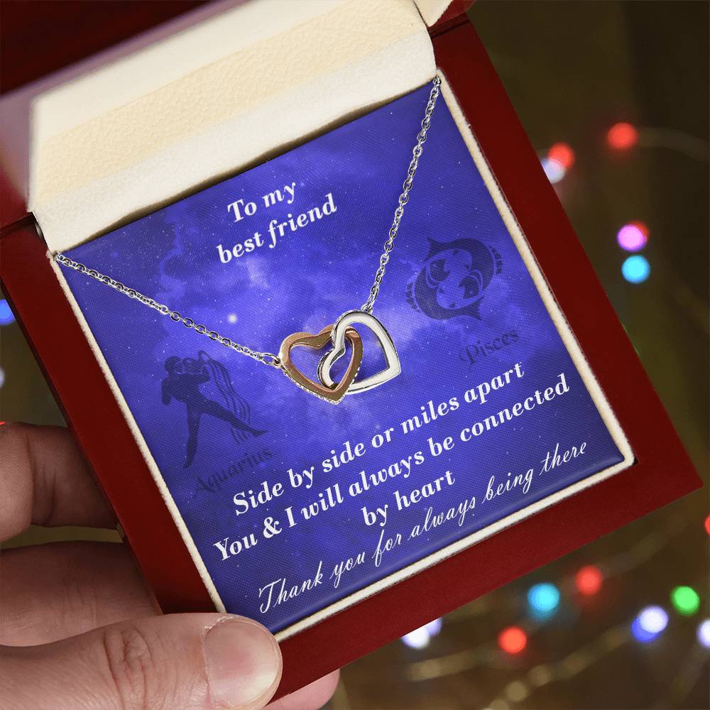 Aquarius To Pisces Best Friend Interlocked Hearts Necklace Interlocking Hearts Necklace