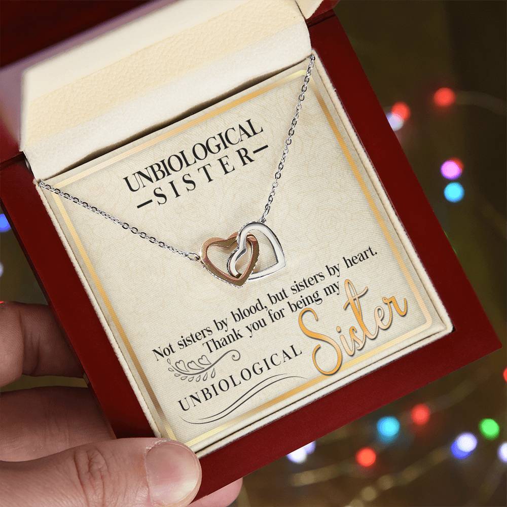 Unbiological Sisters Interlocking Hearts Necklace