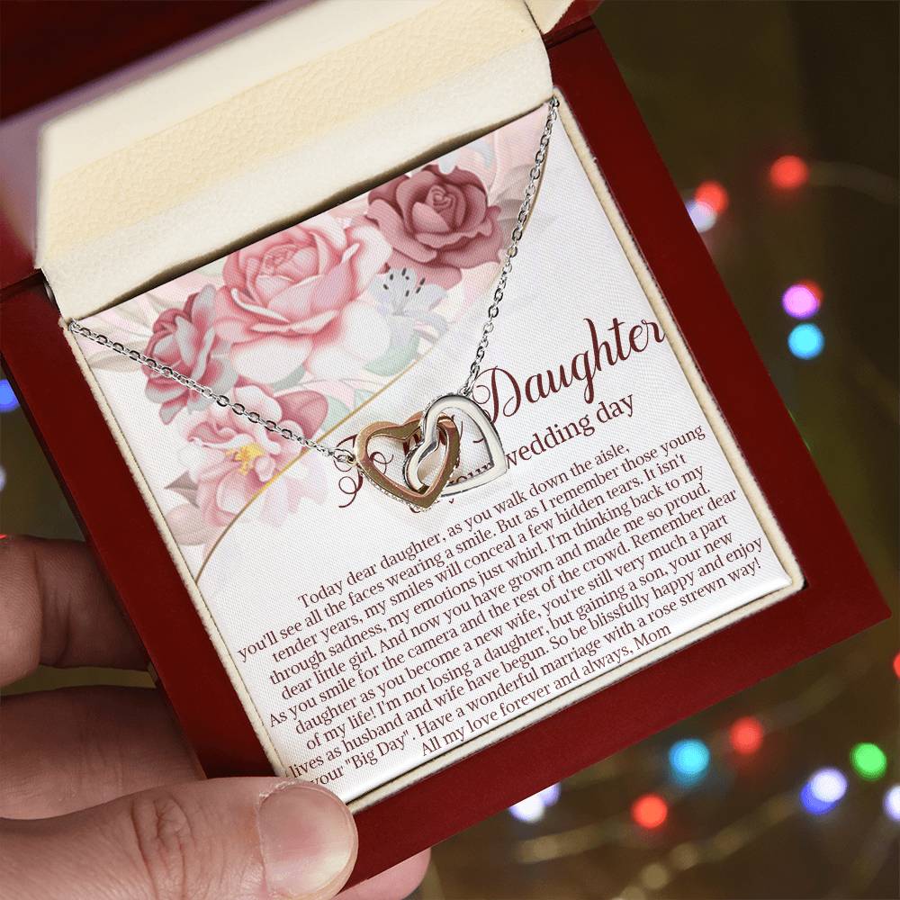 Daughter On Wedding Day Gift Daughter Wedding Gift From Mom And Dad Daughter Interlocking Hearts Necklace Gift From Parents Wedding Gift