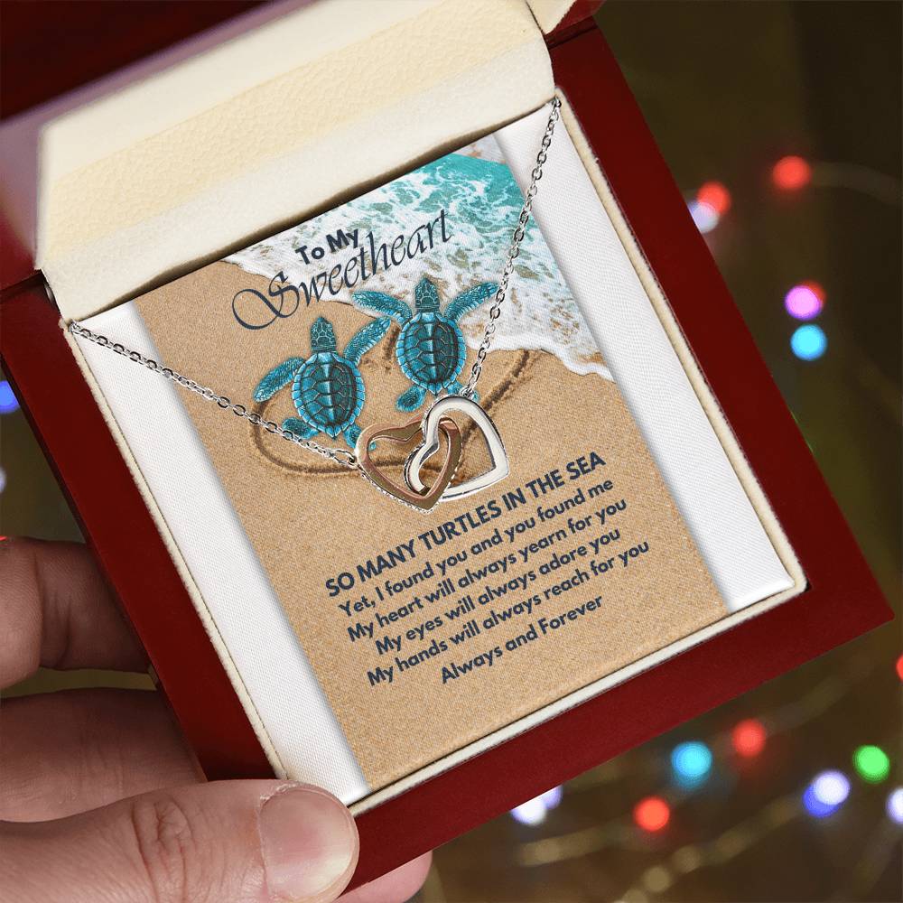 Turtle Love Interlocking Hearts Necklace