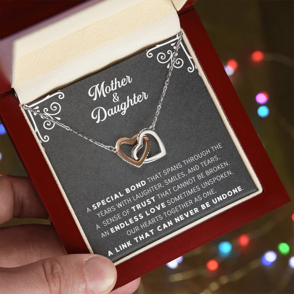 Linked Double Heart Necklace For Mother Daughter Gift Minimalist Jewelry Gift For Daughter Mothers Day Sentimental Jewelry Gift For Mom Interlocking Hearts Necklace