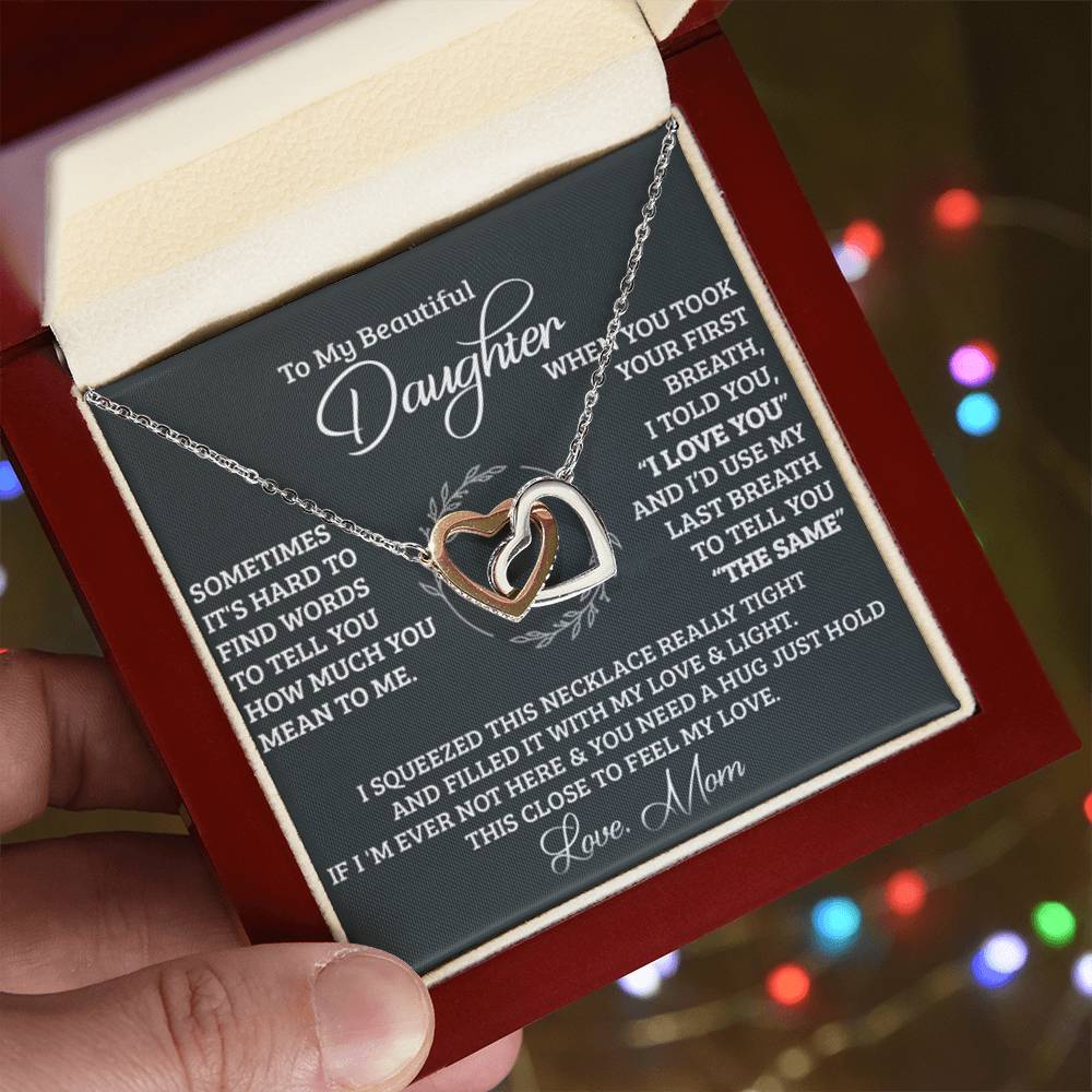 Feel My Love Daughter Interlocking Hearts Necklace