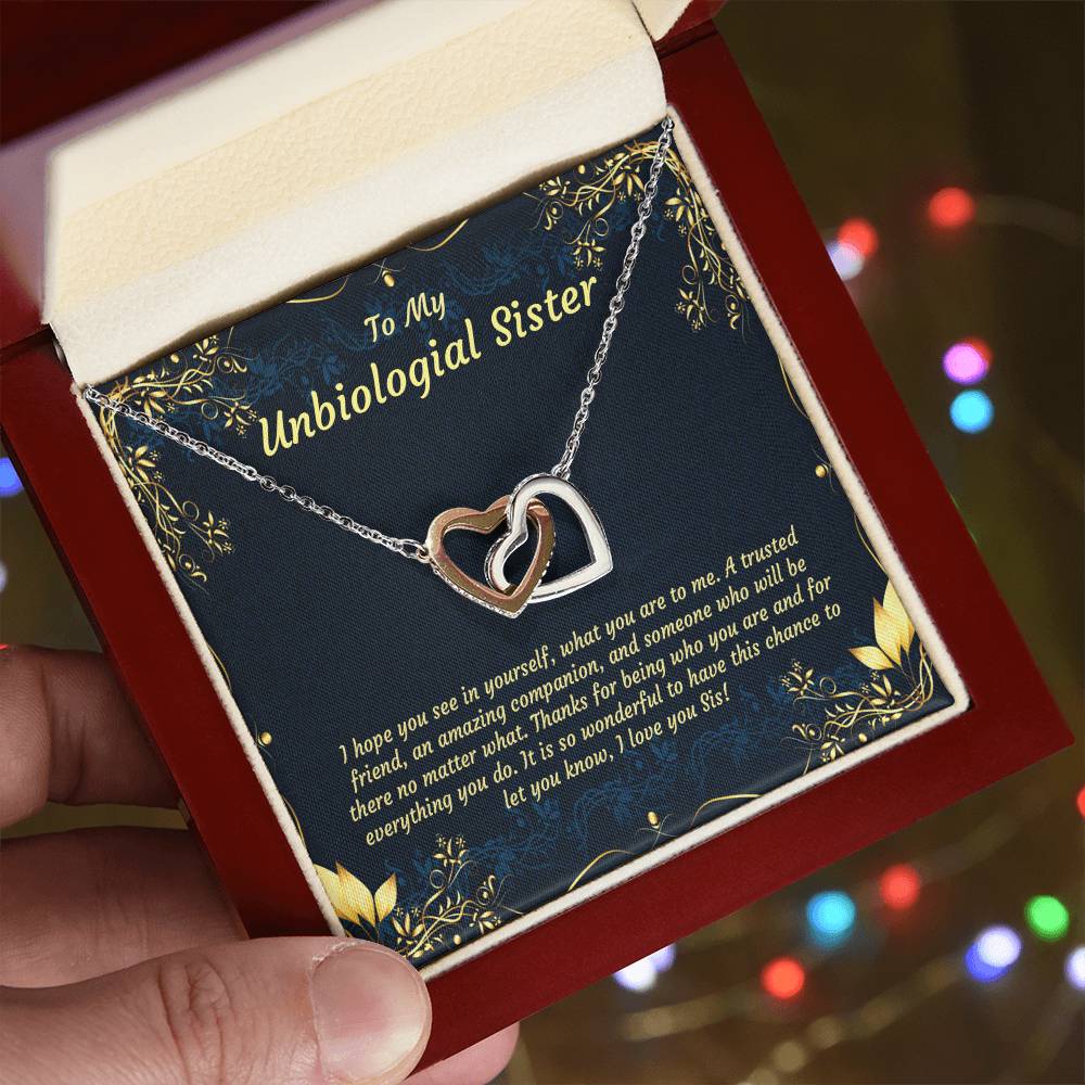 Unbiological Sister Necklace Soul Sister Sorority Sister Sister In Law Necklace Step Sister Gift Tribe Necklace Sister Necklace Interlocking Hearts Necklace