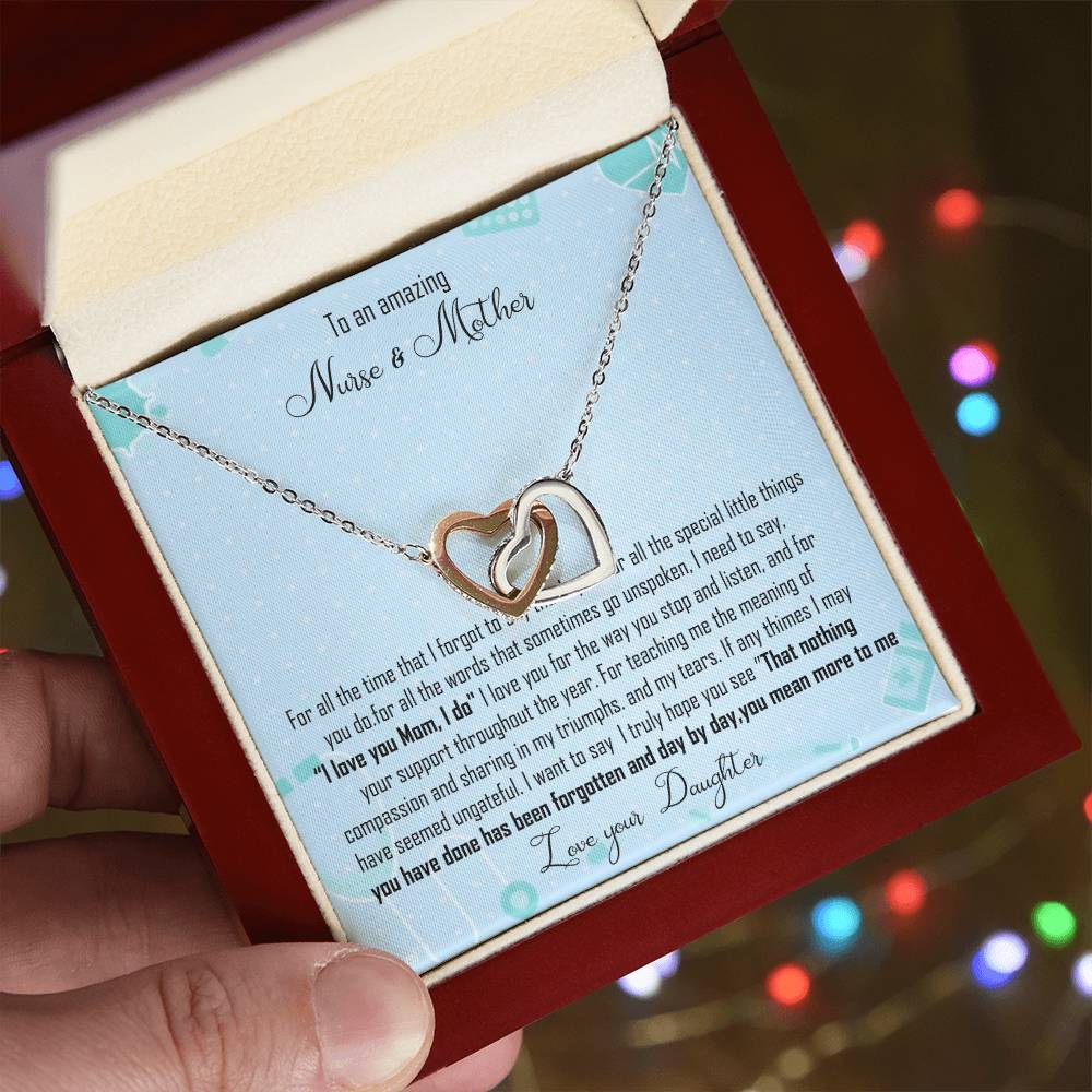 Nurse Mom Gift Interlocking Hearts Necklace Gift For Nurse Mother
